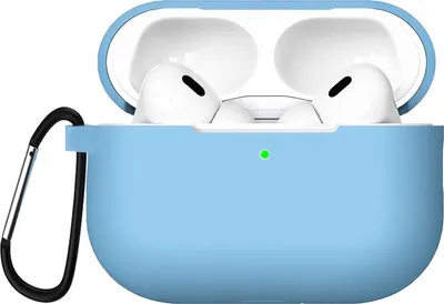 Immagine prodotto di AirPods Pro 3 Custodia protettiva in silicone con moschettone, custodia morbida al tatto, custodia resistente agli urti, antiscivolo, protezione a 360°,  azzurro cielo
