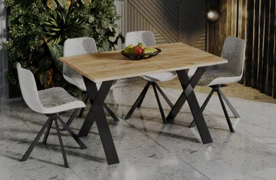 Image de Endo-Moebel Table de salle à manger Stol X 130cm - 210cm extensible Design Table de cuisine (Chêne Craft)