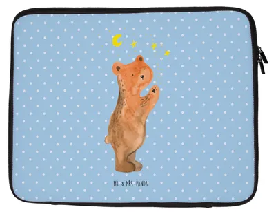 Produktbild von Mr. & Mrs. Panda Tasche Laptop Verliebter Bär 33 x 42 cm - Blau Pastell - Geschenk, Hülle, Laptoptasche, Partner, Spruch, Notebook Sleeve, Teddy, To The Moon And Back