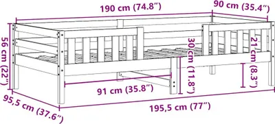 Produktbild von vidaXL Massivholzbett ohne Matratze Wachsbraun 90x190 cm Kiefernholz