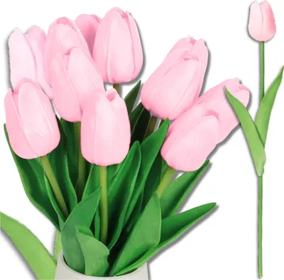 Immagine prodotto di EDIBAZZAR | Tulipani artificiali Bouquet di 10 fiori decorativi Rosa