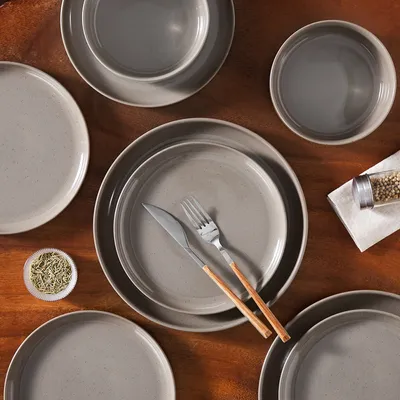 Image de Service de table en faïence, 36 pièces, set de vaisselle pour 12 personnes, assiettes plates, assiettes à dessert et bols