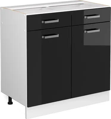 Produktbild von Küchenunterschrank Vicco R-Line Schwarz Hochglanz 80 cm ohne Arbeitsplatte, Model 41203