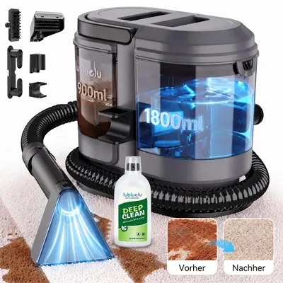 Produktbild von Lubluelu V1 Polsterreiniger Teppichreiniger Waschsauger 18.000Pa Polster- und Teppichreiniger mit 1L Reiniger 450W, 1,8 L + 0,9 L Große Wassertanks