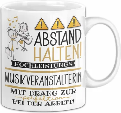 Produktbild von Musikveranstalterin Tasse Geschenk Lustig Abstand Halten Hochleistungs-Musikveranstalterin Mit Drang Zur Perfektion Bei Der Arbeit (Weiß)