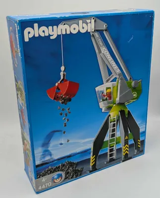 Produktbild von PLAYMOBIL Hafenkran 4470 – Spielset mit drehbarem Kran und funktionierender Seilwinde