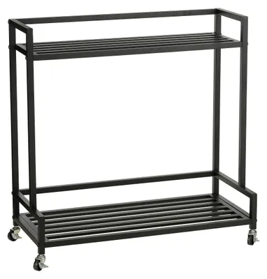 Image de Étagère à plantes sur roulettes Mica Decorations Greenrax - Support pour plantes d'intérieur, plantes d'extérieur ou outils de jardinage - Étagère à plusieurs niveaux pouvant servir de soucoupe pour plantes - 80 x 35 x 81 cm - Fer - Noir