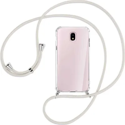 Produktbild von Handykette Backcover-Schutzhülle mit Band (Metall silberfarben) für Samsung Galaxy J5 2017 - broken white