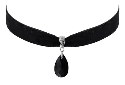 Produktbild von Hanary Viktorianischer Tropfen Samt Choker, Schwarzer Choker, Goth Vintage Halsk