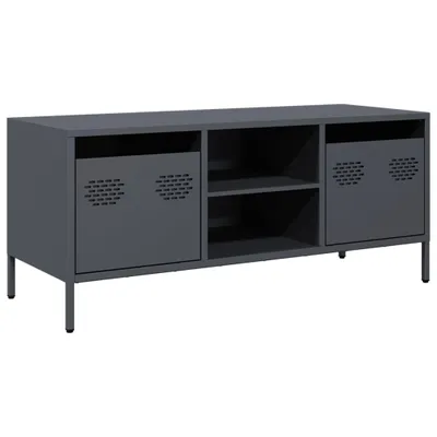 Zdjęcie produktu dla Szafka RTV, antracyt, 101,5x39x43,5 cm, stal walcowana na zimno