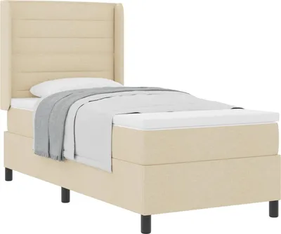 Obrázok produktu pre vidaXL Posteľ s matracom a čelom Krémová 200 x 80 cm Tkanina
