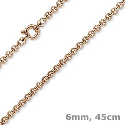 Produktbild von 6mm Collier Erbskette aus 585 Gold Rotgold Halsschmuck Halskette Goldkette, 45cm