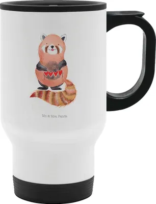 Produktbild von Mr. & Mrs. Panda Thermobecher To Go Roter Panda - Weiß - Geschenk, Kaffeebecher, trinkbecher mit deckel, Lieblingsmensch, Rot, Tiere, Herz, thermosbecher, Liebe, Liebling