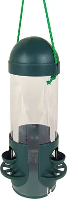 Produktbild von Vogelfutterstation aus Kunststoff – transparente Futterröhre mit 3 Sitzplätzen abnehmbarem Dach und Boden zum Befüllen, ideal für Wildvögel im Garten