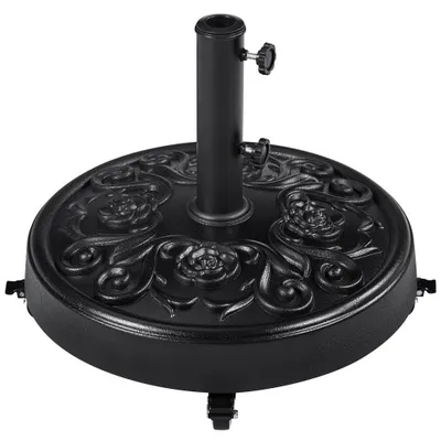 Produktbild von Yaheetech Runder Sonnenschirmständer 25kg, aus Kunstharz, Retro Schirmbasis mit Rollen für Gartenschirm Marktschirm, Schwarz