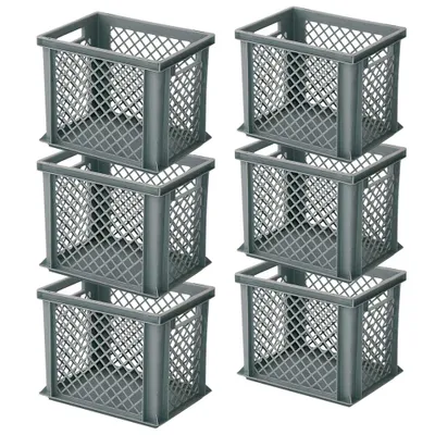 Produktbild von 6x Stapelkorb / Eurobehälter, LxBxH 400 x 300 x 325 mm, grau, Boden geschlossen