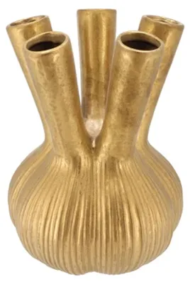 Produktbild von DK Design Blumenvase Aglio Straight - Vase fur Tulpen - matt gold - 16 x 19 cm - honk Vase