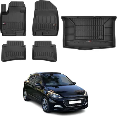Immagine prodotto di Set di tappetini e fodere per bagagliaio OMAC per Hyundai i20 2014-2020 in gomma nera 5x