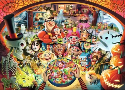 Produktbild von RAVENSBURGER Puzzle Halloweenské koledování 1000 dílků