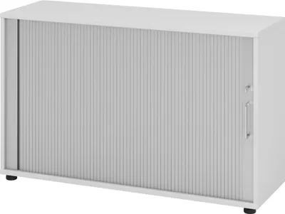 Produktbild von bümö Rollladenschrank office - 2 Ordnerhöhen - Nachbildung: Grau/Silber, Griff: Bügelgriff (Metall)