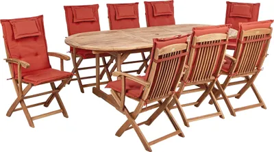 Produktbild von BELIANI Gartenmöbel Set Hellbraun Akazienholz 8-Sitzer inkl. Auflagen Terracotta Terrasse Outdoor Modern Landhaus
