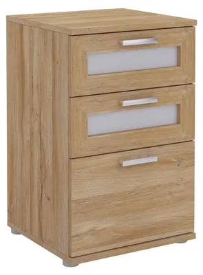 Produktbild von Nachttisch für Boxspringbetten MARIKE Nachtschrank Nachtkommode in Wildeiche, mit 3 Schubladen