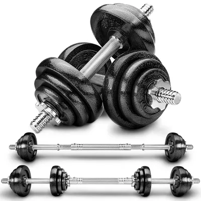 Image de Haltère 2-en-1 - Réglable de 15 à 30 kg - En fonte - Pour l'entraînement de la force et le fitness