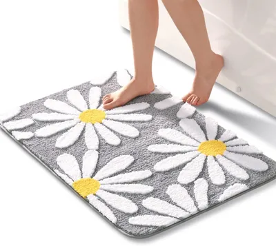Obrázek produktu pro Koupelnová rohož, 60x90 cm, šedá, plyšová, protiskluzová, pro koupelnu