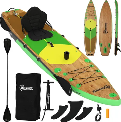 Produktbild von Stand Up Paddling Board Set Aufblasbar 335cm SUP Board mit Kajak Sitz, Verstellbares Doppel-Paddel Fußschlaufe