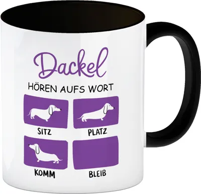 Produktbild von Dackel Liebe - Dackel Kaffeebecher in schwarz