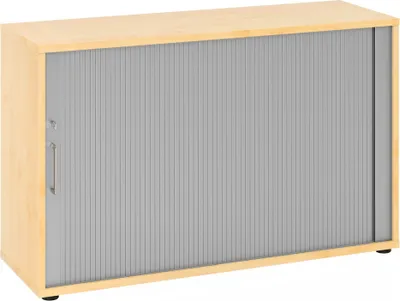 Image de HAMMERBACHER 1732S Rollladenschrank silber/ahorn 1 Fachboden