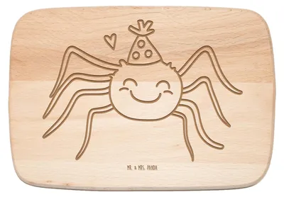 Produktbild von Mr. & Mrs. Panda Schneidebrett Spinne Agathe Party - Transparent - Geschenk, Glück, Frühstücksbrettchen, Frühstücksbrett, Selbstliebe, Motivation, Holzbrett, Küchenbrett