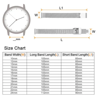 Produktbild von Uhrenarmband Mesh Edelstahl 10 mm Ersatz Metall Armband Edelstahlarmband mit Schnellverschluss Uhrenarmb?nder Ersatzband Verstellbarer Gš¹telschnalle fš¹r Damen Herren, Silber