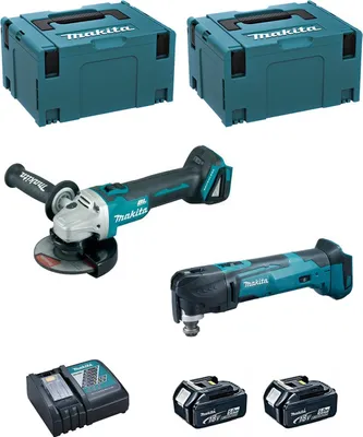 Image de MAKITA Kit DLX2154TJ1 (DGA504 + DTM51 + 2 x 5.0 Ah + DC18RC + 2 x MAKPAC 3)