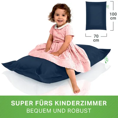 Produktbild von Green Bean® Kinder-Sitzsack 70x100cm mit 70 Liter EPS Perlen Füllung - Indoor & Outdoor - Dunkelblau