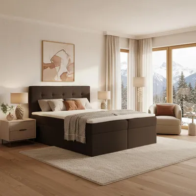 Produktbild von KSHOMECONCEPT Boxspringbetten mit Bettkasten VELLIS 200x200, Taschenfederkern Matratze, Braun