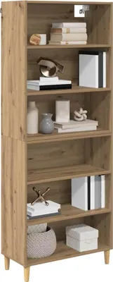 Image de vidaXL Highboard Chêne Artisan 69,5 x 32,5 x 180 cm Matériau dérivé du bois