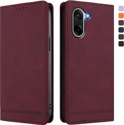 Produktbild von Hülle für OnePlus Nord CE5, Retro Kunstleder Ständer Klapphülle mit Kartenfächer und Magnetische Rot