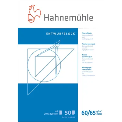 Produktbild von Hahnemühle Entwurfblock Diamant Spezial Glatt - 60-65 g/m² - DIN A3 - 50 Blatt