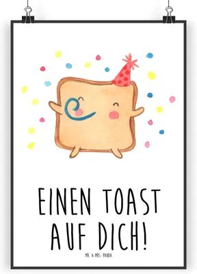 Produktbild von Mr. & Mrs. Panda Bild Toast Party DIN A3 - Weiß - Geschenk, wanddeko, Wanddekoration, drucke, Freund, Valentinstag, Plakat, für Frauen, Freundin, Kunstdruck, Partner