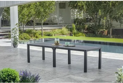 Produktbild von Gartentisch in Graphitfarbe - Holzdekor - ALLIBERT BY KETER modular - 8 - 10 Personen - JULIE