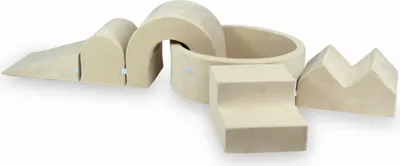Produktbild von Schaumstoffspielplatz mit Rundbecken 90x30 Velvet Soft Beige + 5 Elemente ohne Bälle