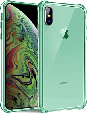 Produktbild von Smartphonica iPhone X/Xs transparente  stoßfeste Silikonhülle mit Bumper - Grün