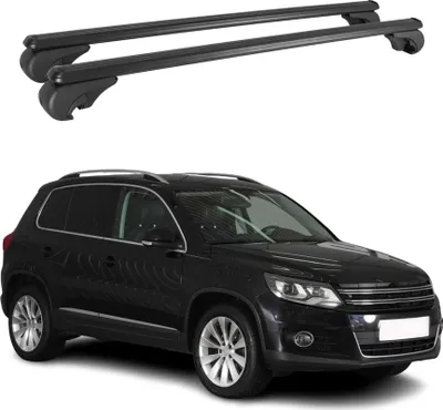 Image de Barres de toit Transversales pour VW Tiguan 2007-2016 Aluminium Noir