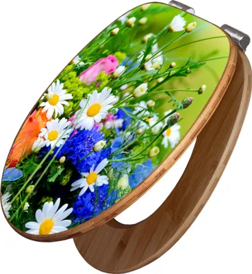 Produktbild von banjado Design WC Sitz Bambus Absenkautomatik -Blumenstrauß - Toilettendeckel mit Absenkautomatik Holz/hochwertiger Bambus Klodeckel/WC-Sitz für alle gängigen Toiletten [TDB2 10444]
