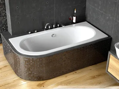 Image de Baignoire asymétrique - 170 x 75 cm - Droite - sans Habillage - avec Pieds - Vidage Chrome - AVITA SLIM