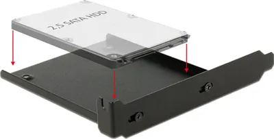 Produktbild von DELOCK Einbaurahmen PCI Slot für 2,5" HDD Metall schwarz