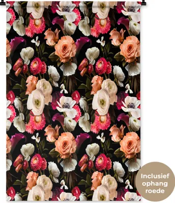 Produktbild von MuchoWow® Wandteppich Wandbehang Blumen - Rosen - Farben 90x135 cm Tapisserie Dekoration Wandtuch - Baumwolle - Wandskulptur