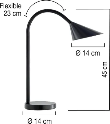 Produktbild von Unilux 400077402, Schwarz, Elastomer, Metall, Kunststoff, Büro, 1 Glühbirne(n), 4 W, LED