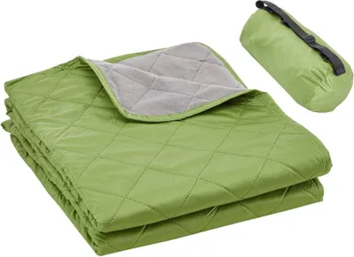 Immagine prodotto di Coperta da viaggio per campeggio all'aperto - 2,08x1,4m - 330GSM, ideale per viaggi all'aperto - colore: verde/grigio